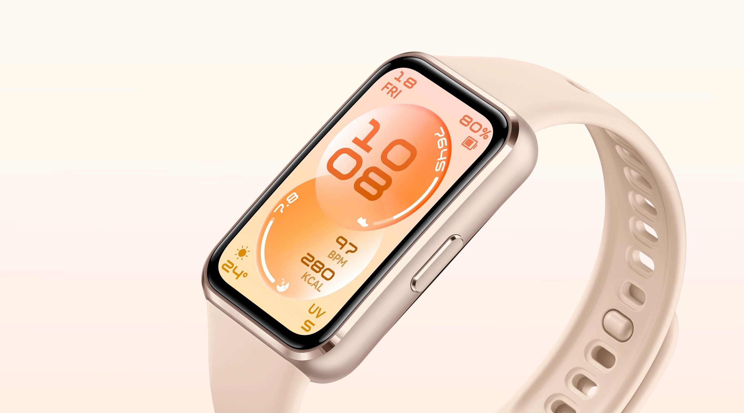 A close-up of the Beige HUAWEI Band 11