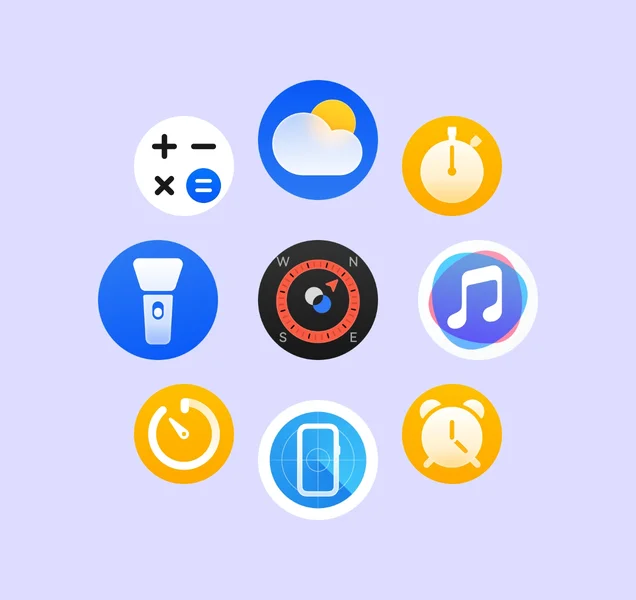Calculator, compass, weather and more