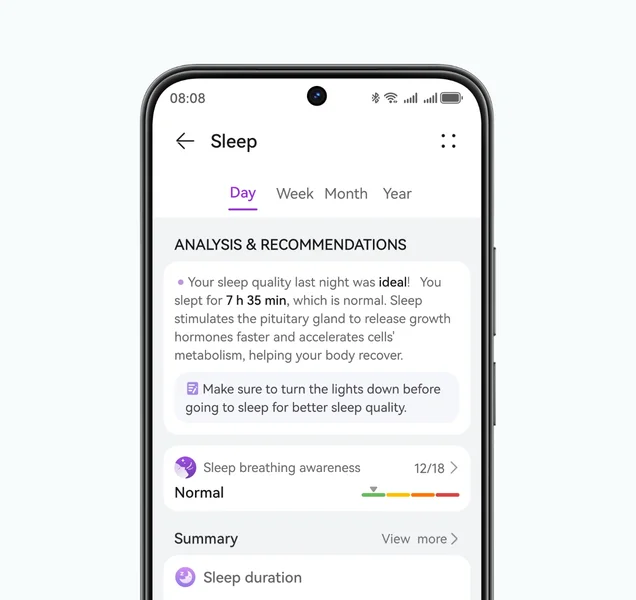 Sleep analysis in the app