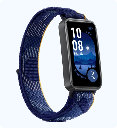 HUAWEI Band 9 with a blue nylon strap