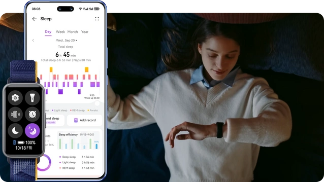 Sleep data in the app and on the band