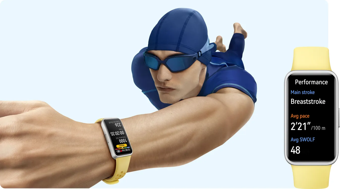 A swimmer and the band screen