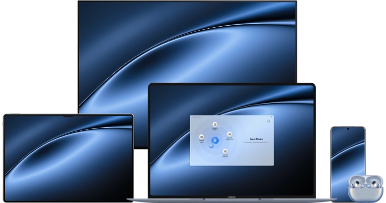 A laptop, tablet, monitor and phone