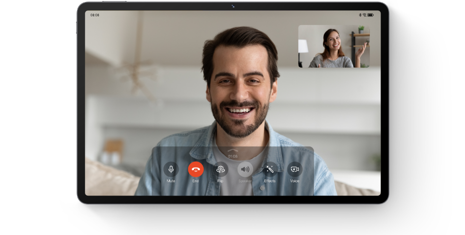 A MeeTime video call on the tablet