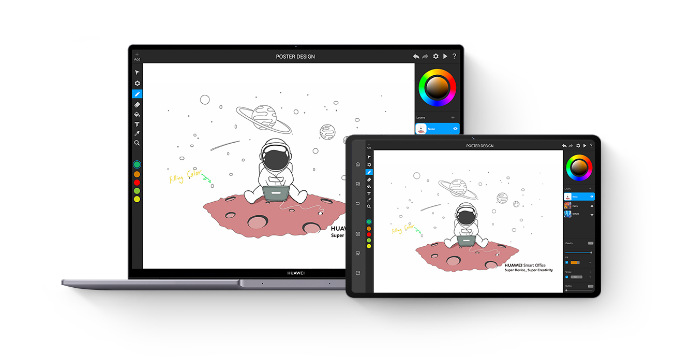 The tablet working as a second screen for a laptop