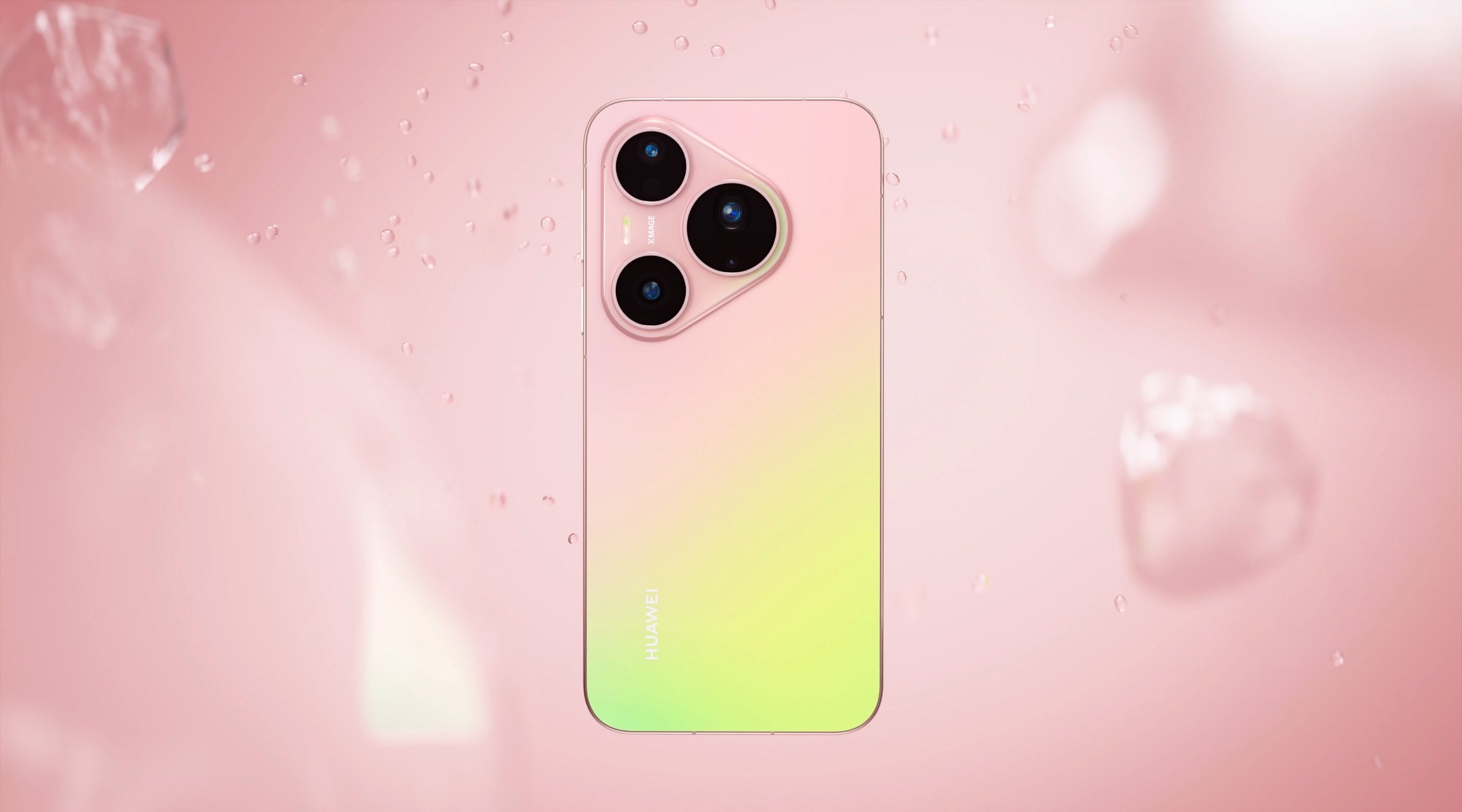 HUAWEI Pura 90s Pro in Guava Soda among splashes