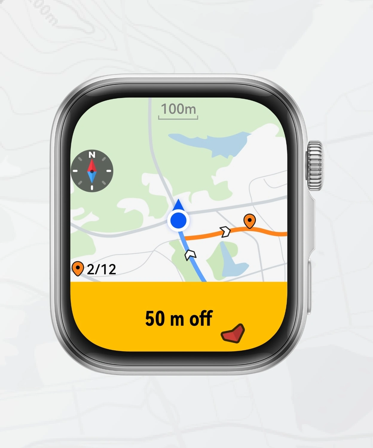 A route on the watch screen