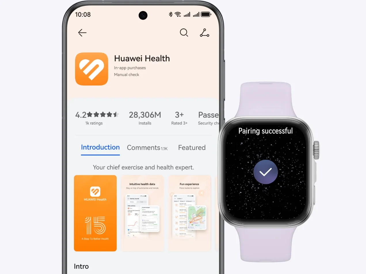 The HUAWEI Health app and the watch