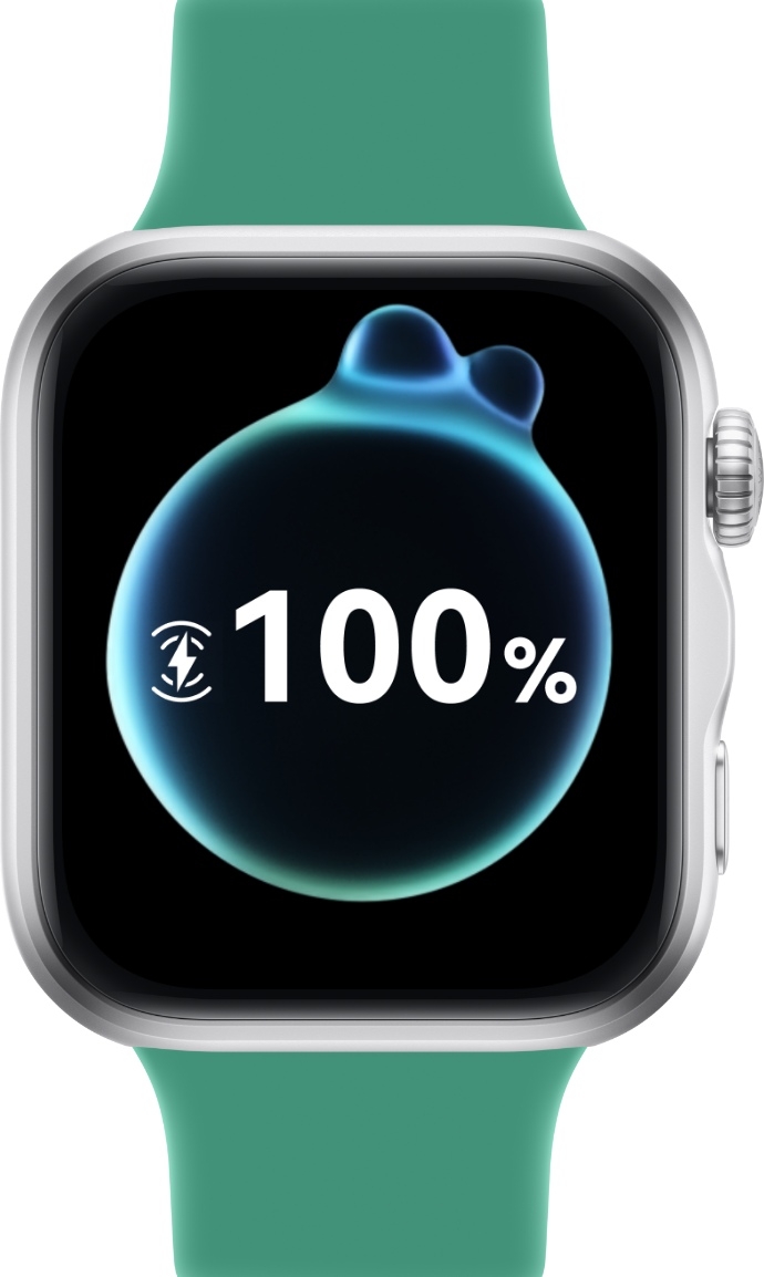Watch showing a 100% charge