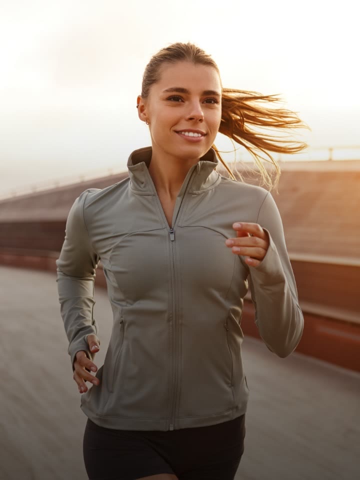 A woman running