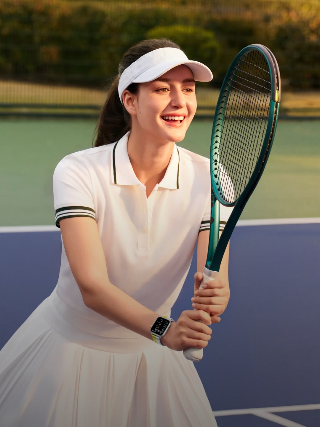 A woman playing tennis